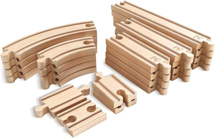 Hape Eisenbahnwelt Grosses Schienenausbauset, 24 Teile, ab 3 Jahren, Beige Single, Single