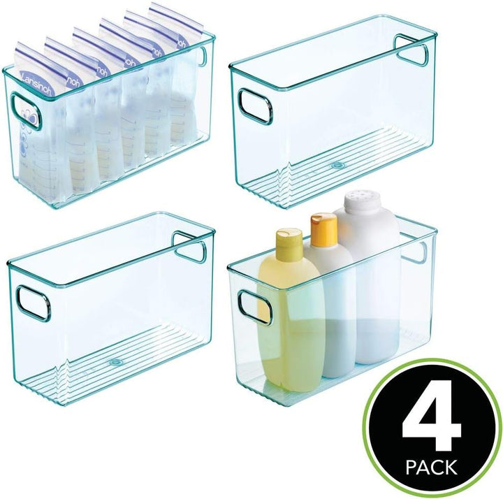 mDesign 4er-Set Kinderzimmer Organizer – grosse Sortierbox mit praktischen Griffen – BPA-freier Kuns