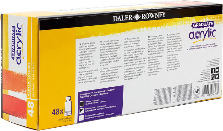 Daler Rowney 123900048 Graduate Acrylfarben-Set, 22 ml, 48 Stück 22.00 ml (48er Pack), 22.00 ml (48e