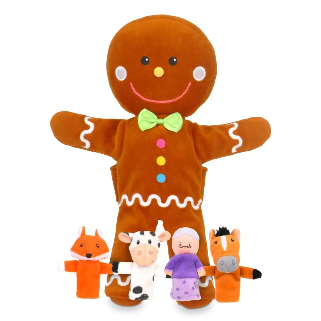 Fiesta Crafts T-2743 Gingerbread Man Hand Puppet and Finger Puppets Set,Small