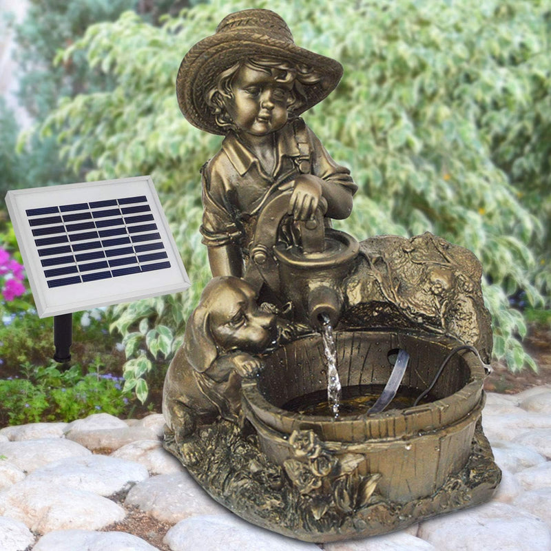 Amur Garten Brunnen Solar Teichpumpe Solar Springbrunnen Gartenbrunnen Solar Wasserspiel Knabe mit H