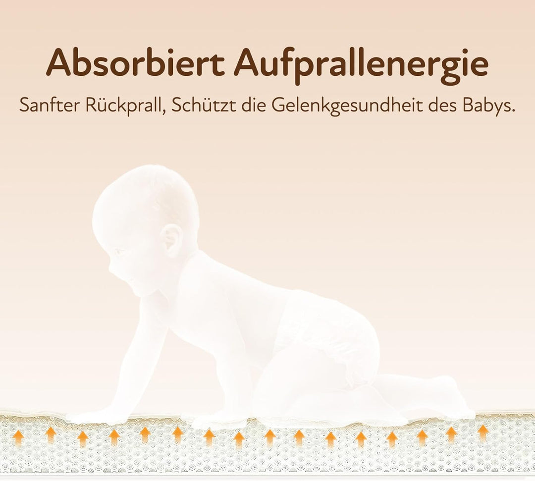 Treeboy Spielmatte Baby 80x150x2cm beige – Teppich für Kinderzimmer mit hochwertigem Memory-Schaum –