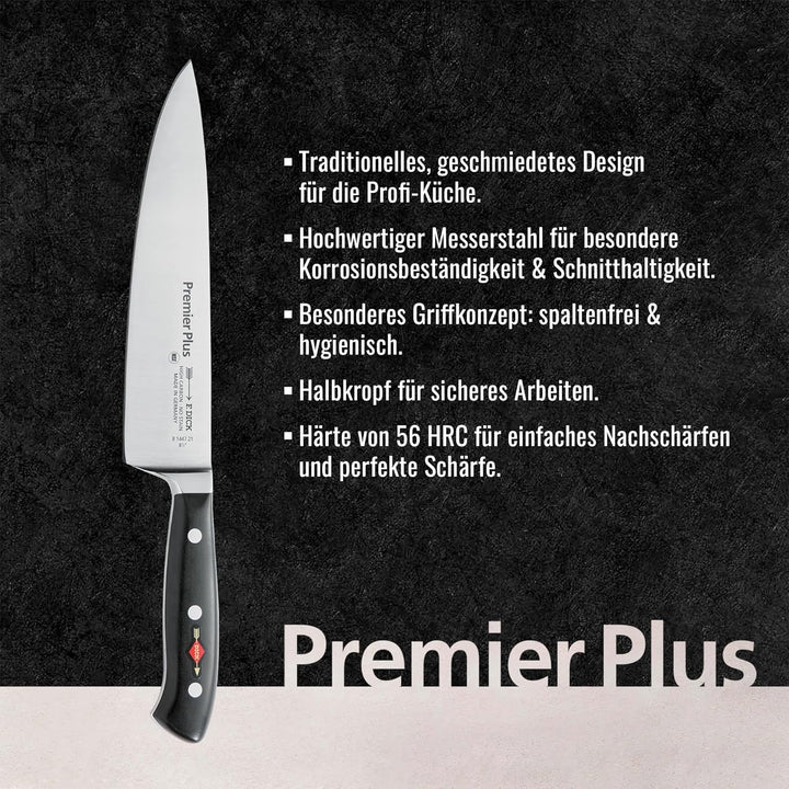 F. DICK Kochmesser, Küchenmesser, Premier Plus (Messer mit Klinge 21 cm, X50CrMoV15 Stahl, nichtrost