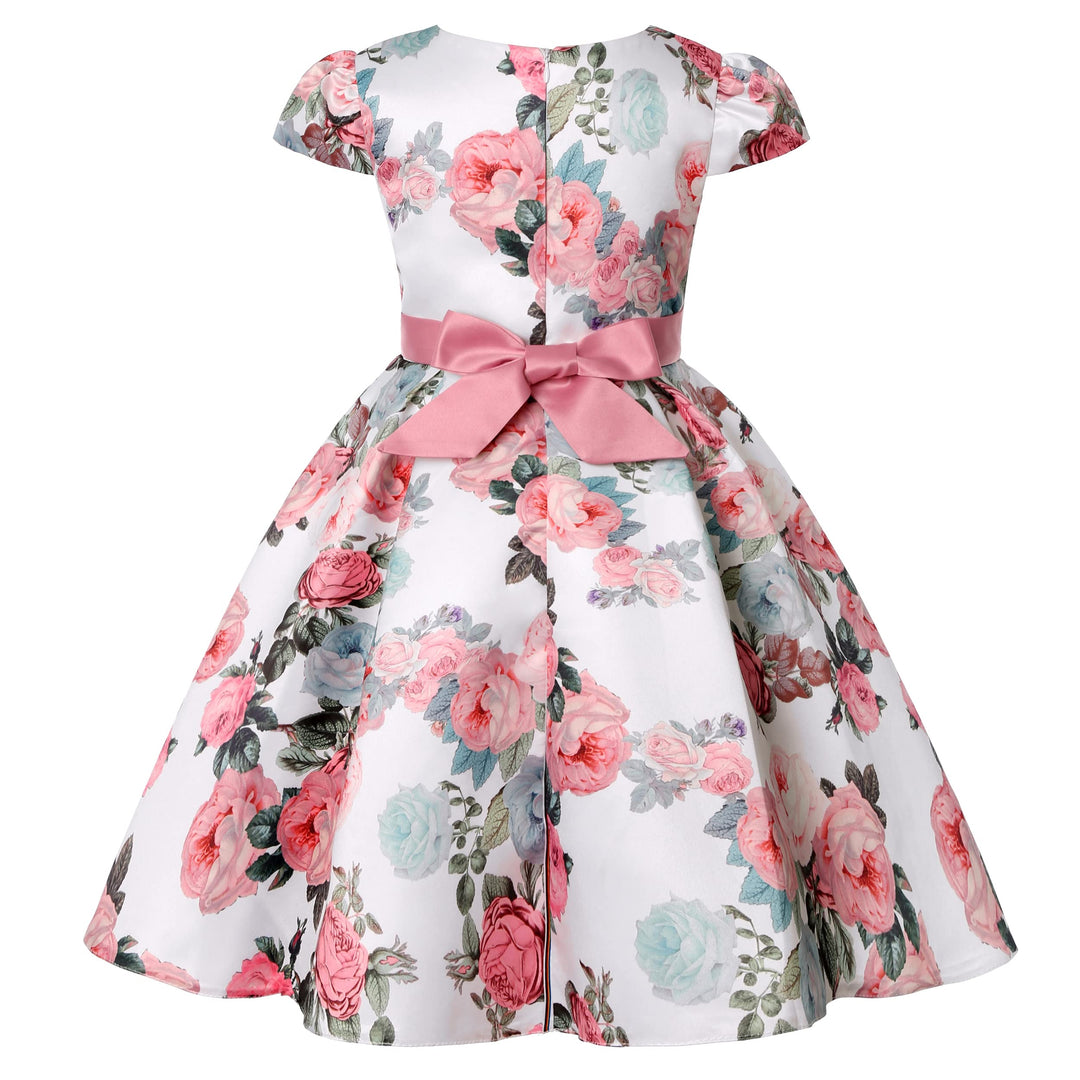 BUNNY LULU Mädchen Kleid mit schräger Schulter, Brautjungfer, Hochzeit, Prinzessin, Kinder, Schleife