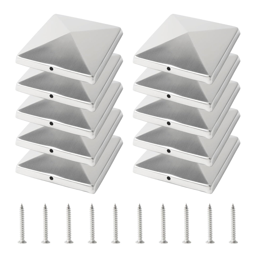 Pfostenkappen 10x10cm-10 Stück Verzinkte Pfostenabdeckung aus Metall, Pyramidenform Zaunpfosten Kapp