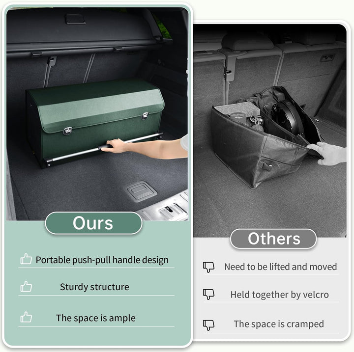 Auto Kofferraum Organizer mit Deckel, Premium Leder Kofferraumtasche mit stabilem Griff, Multifunkti