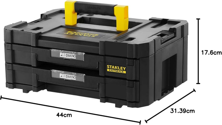 Stanley FatMax Werkzeugkoffer / Werkzeugkasten TSTAK VI, 8L Fassungsvermögen, mit 2 Schubladen und O
