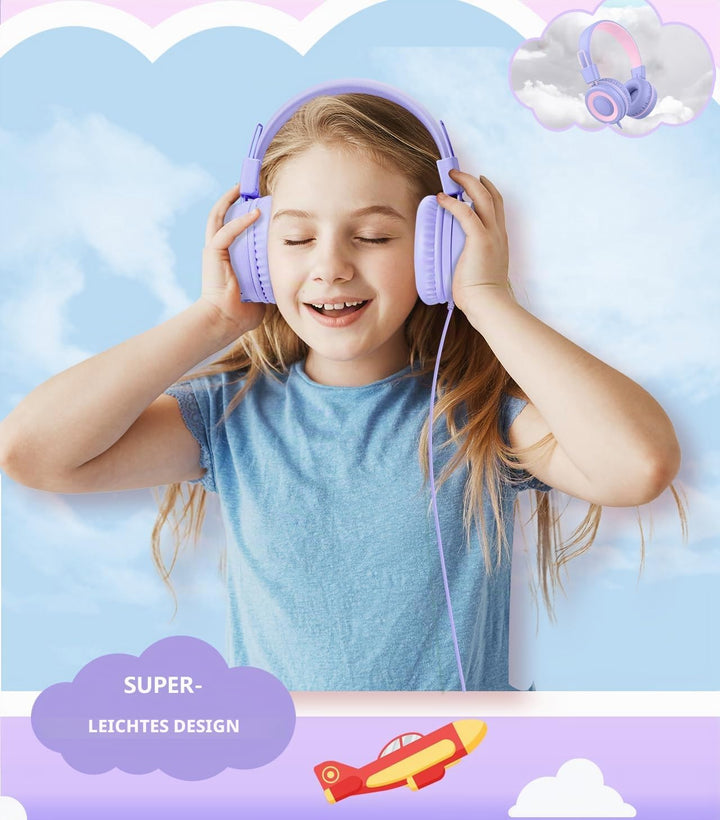 Upgrade USB Typ C Kinder Kopfhörer für die Schule, 94 dB sichere Lautstärke begrenzt, HD-Stereo-Soun