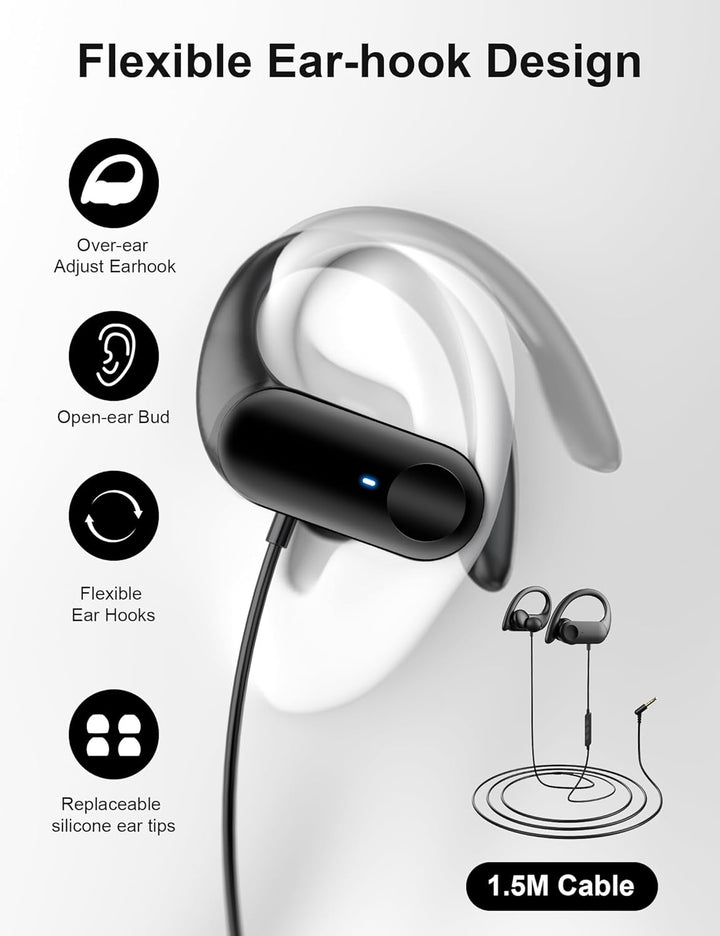 Open Ear Kopfhörer AUX 3,5mm für Redmi Note 14s 14 14Pro 15C Poco M7Pro,1,5m Kabel Over Ear Haken He