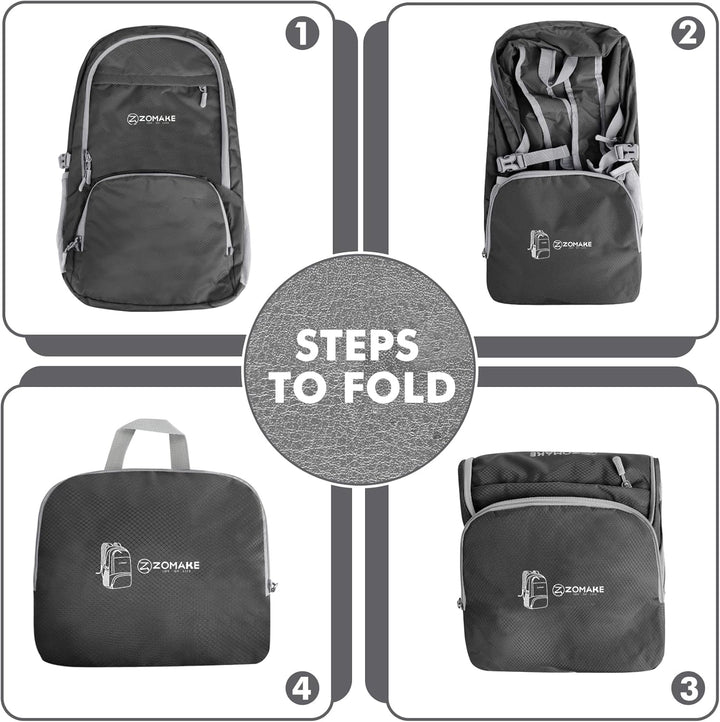 ZOMAKE Leicht Faltbarer Rucksack Packbare Backpacks 30L,Kleiner Faltbar Wanderrucksack Wasserdicht f