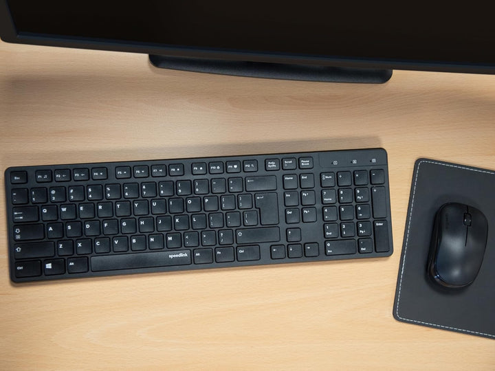 Speedlink SIGNIUM Deskset - USB Wireless Tastatur Maus Set Kabellos, US-Layout englisch QWERTY, Batt