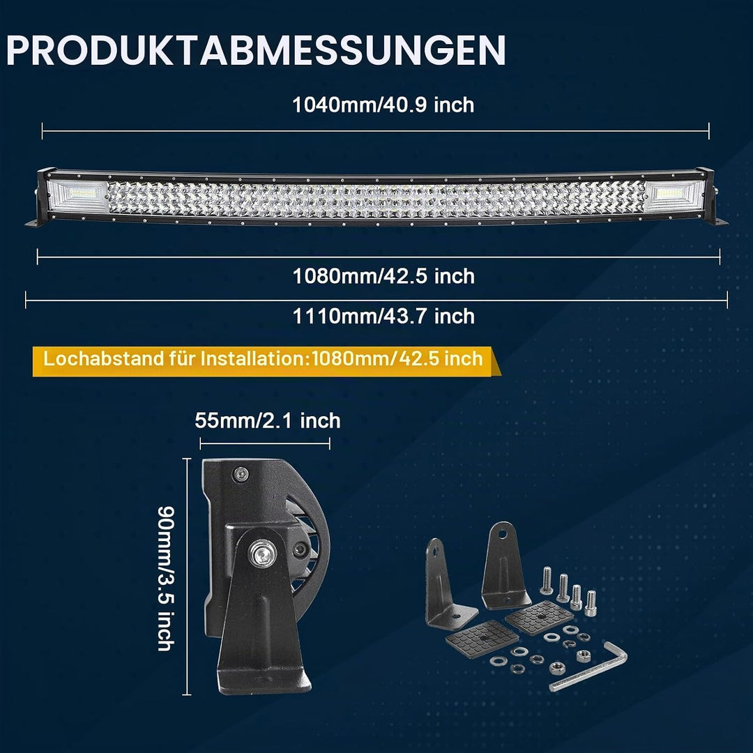 SKYWORLD Gebogen LED Arbeitsscheinwerfer Bar, 42 Zoll 106.7cm 540W Scheinwerfer Flutlicht combo Offr