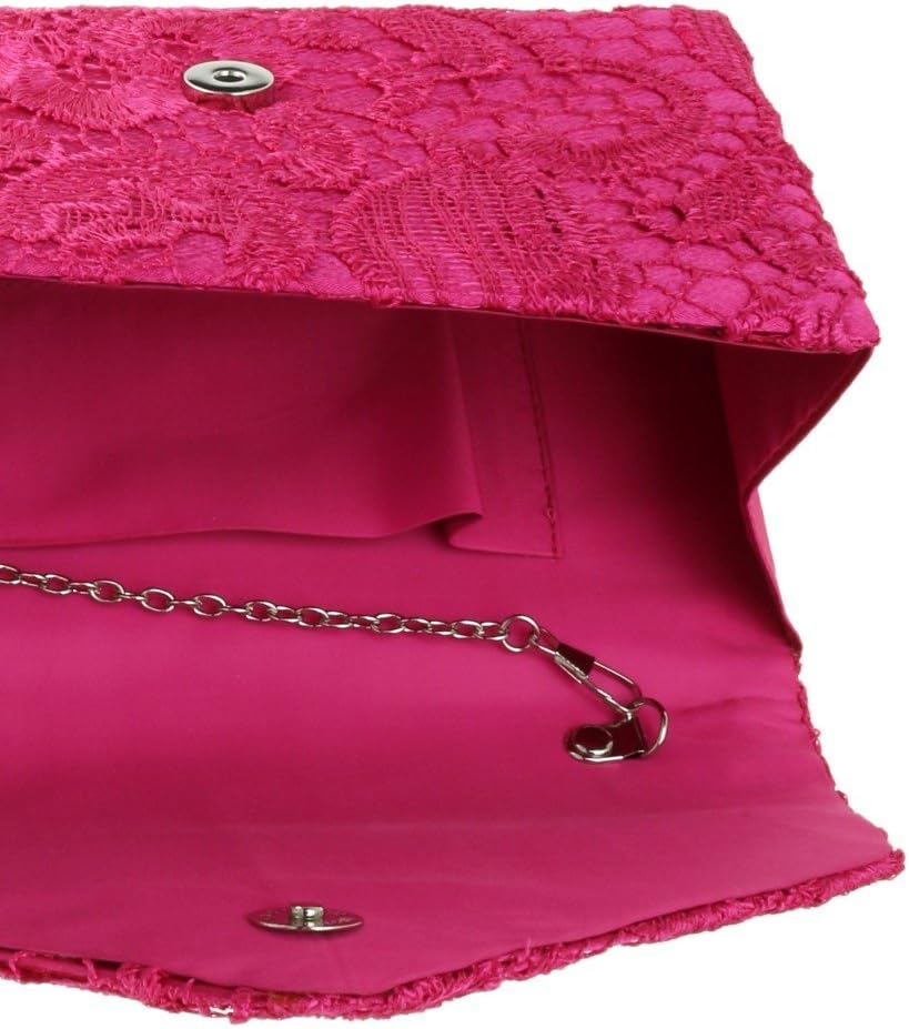 Girly Handbags Clutch aus Satinspitze Fuchsie, Fuchsie