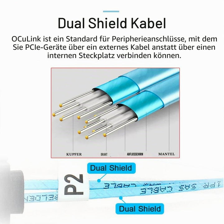 CY-Kabel, 90 Grad nach unten abgewinkelt, OcuLink PCIe 4.0 PCI-Express SFF-8611 4i auf SFF-8611, akt