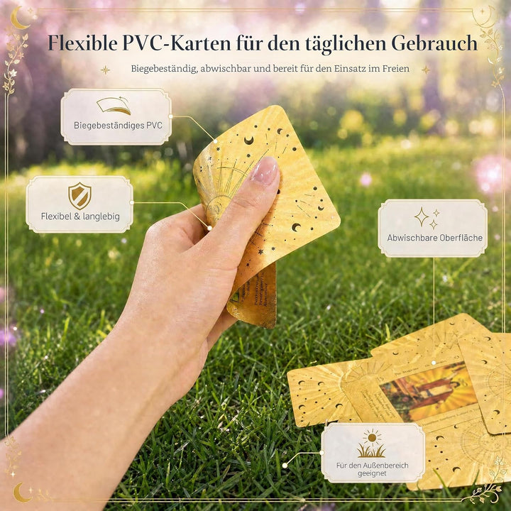 YIMINGOUFEI Englisches Waite-Tarot-Deck mit Goldfolie, 78 Karten mit Anleitung, wasserdichtes PVC-De