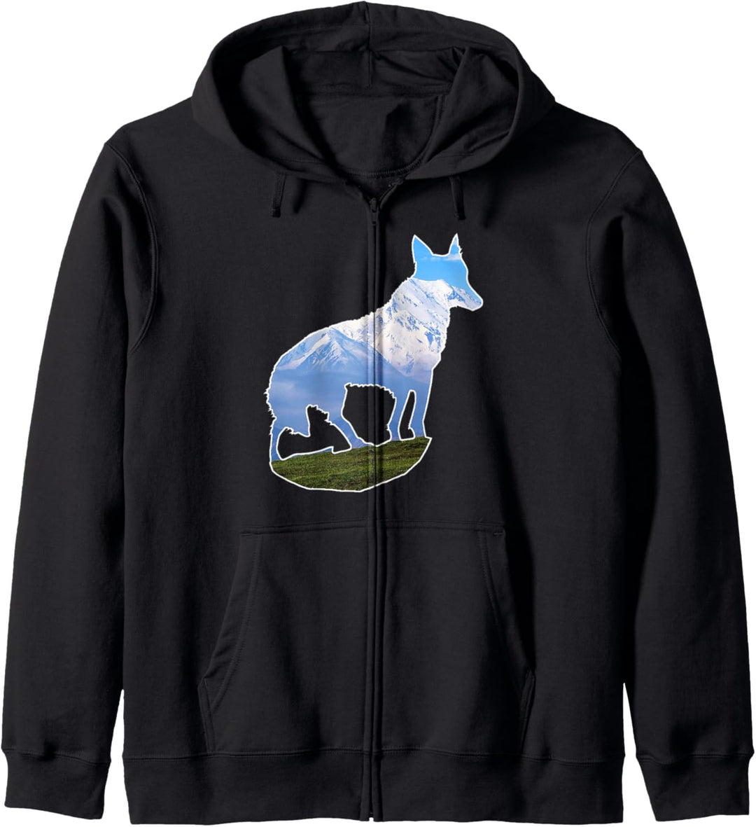 Wild Dog Wolf Silhouette Gift Wilderness Howling Snow Capped Kapuzenjacke