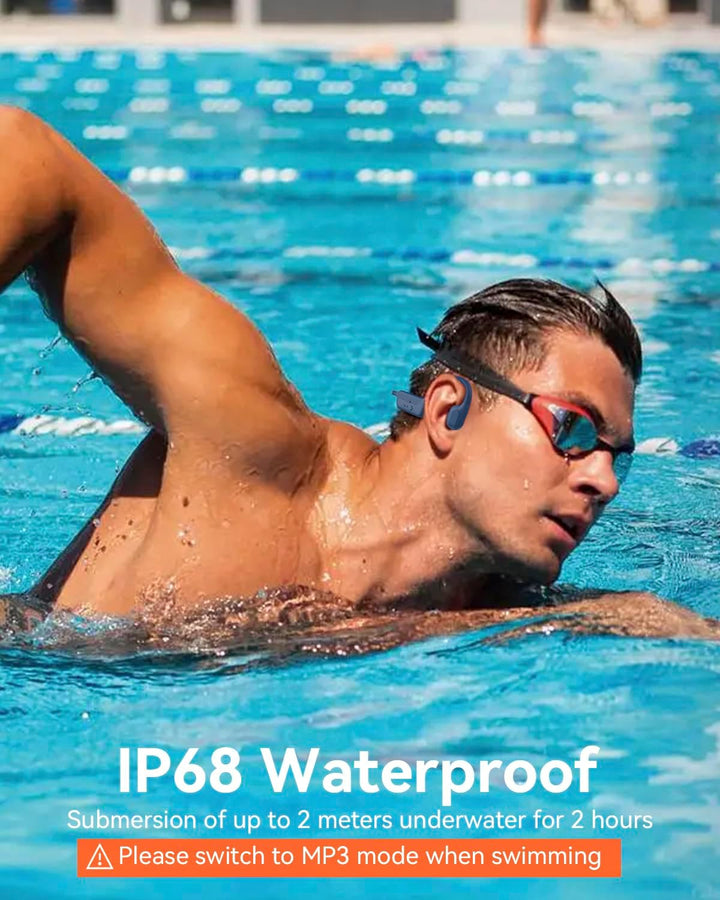 MONODEAL Kopfhörer Schwimmen IP68 wasserdichte Knochenschall Kopfhörer Bluetooth 5.4, Bone Conductio