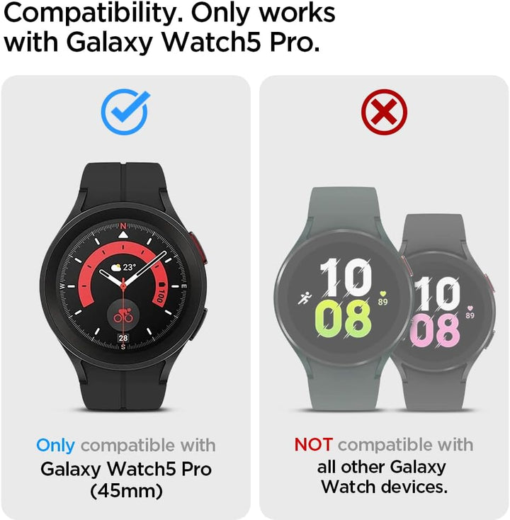 Spigen Rugged Armor Pro Armband mit Hülle Kompatibel mit Galaxy Watch 5 Pro 45mm (2022) - Schwarz, S