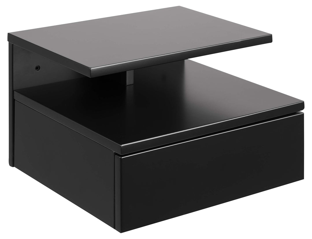 AC Design Furniture Fia Nachttisch mit 1 Schublade in Schwarz, 1 Stück, Wandschrank im Minimalistisc