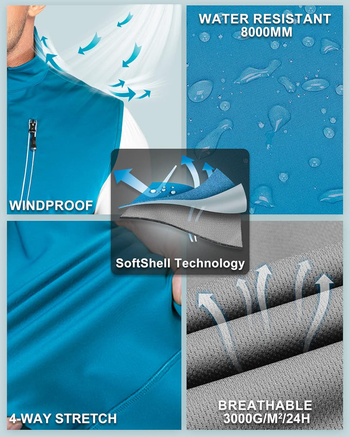 33,000ft Leichte Softshell Weste für Herren, Wasserdichte Winddichte Laufweste, Atmungsaktive Vest G