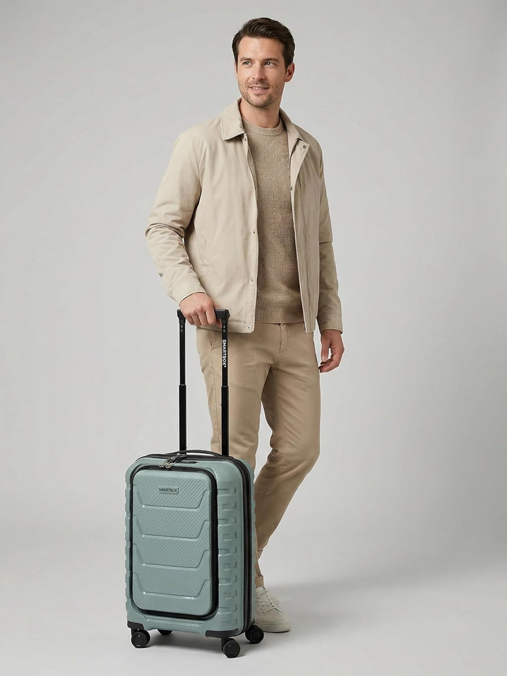 Smartbox Kabinenkoffer mit Laptopfach 36x22x55 cm, Handgepäck Koffer mit Frontöffnung, Leichter Hart