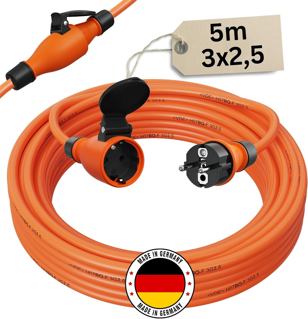 Schutzkontakt Pur-Verlängerungskabel H07BQ-F 3x1,5 bis 3x2,5 mm² IP44 Aussenbereich Baustelle 230V 1