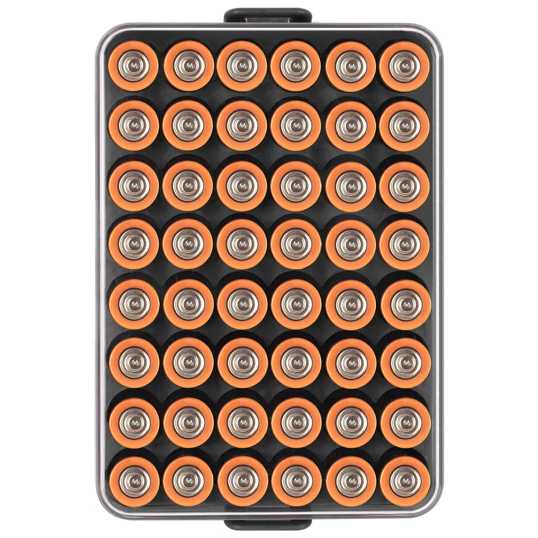 Batterie Organizer Aufbewahrungshülle, Kleine Batterie Tresor Box Container für 48 Stück AA-Batterie
