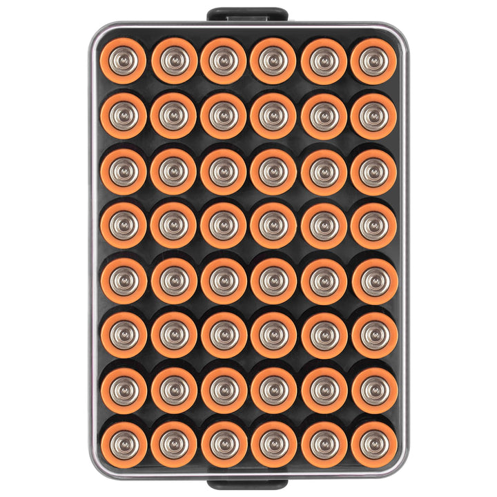 Batterie Organizer Aufbewahrungshülle, Kleine Batterie Tresor Box Container für 48 Stück AA-Batterie