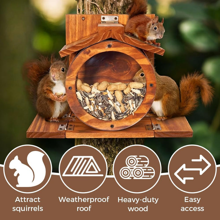 Eichhörnchen Futterhaus,33X17X24 cm Aufhängen Eichhörnchen Haus,Eichhörnchen Futterstationaus Holz m