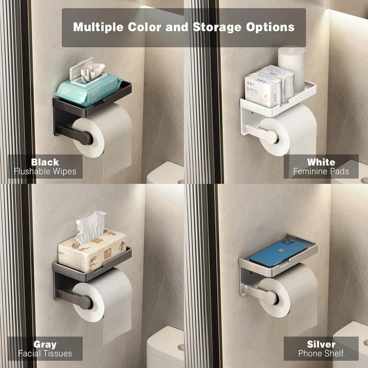 VOLDRA Toilettenpapierhalter mit Telefonablage, selbstklebend oder schraubbar Klopapierhalter, rostf