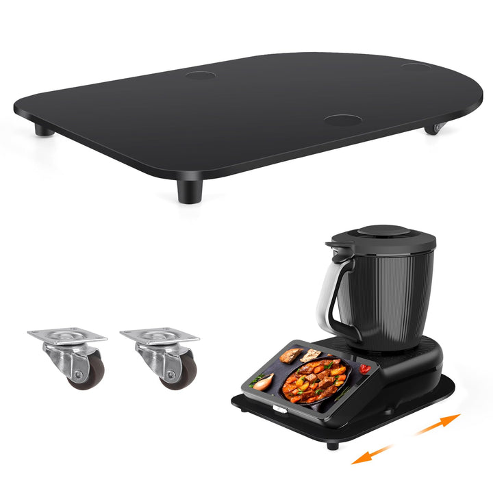 Acryl Gleitbrett für Thermomix TM7 – Mit 360° Rollen + Rutschfest Gummifüsse des Schnelles Bewegen/S
