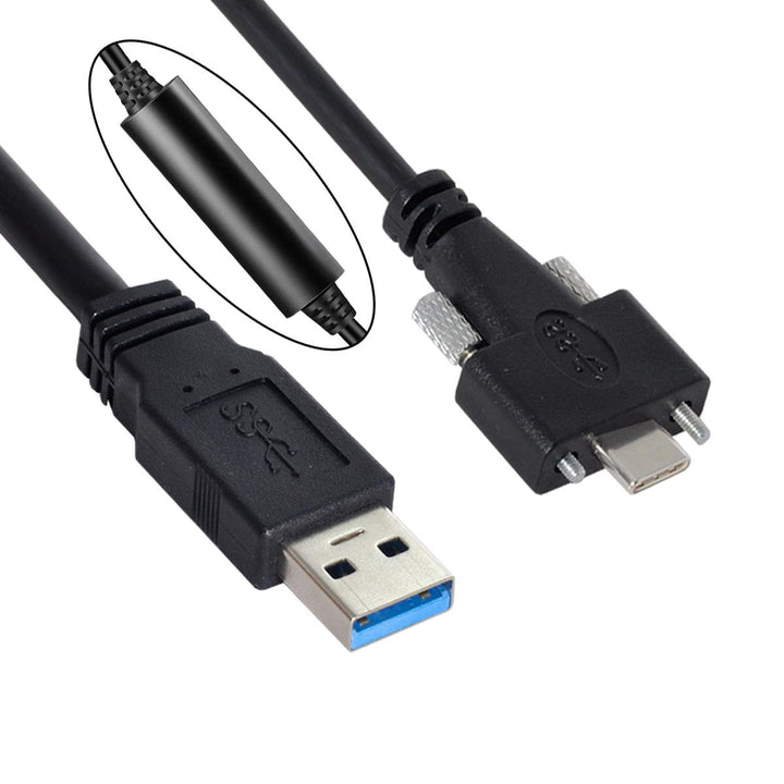 xiawai 8 Meter USB 3.1 Typ-C Doppelschrauben Verriegelung auf Standard USB 3.0 Datenkabel Halterung