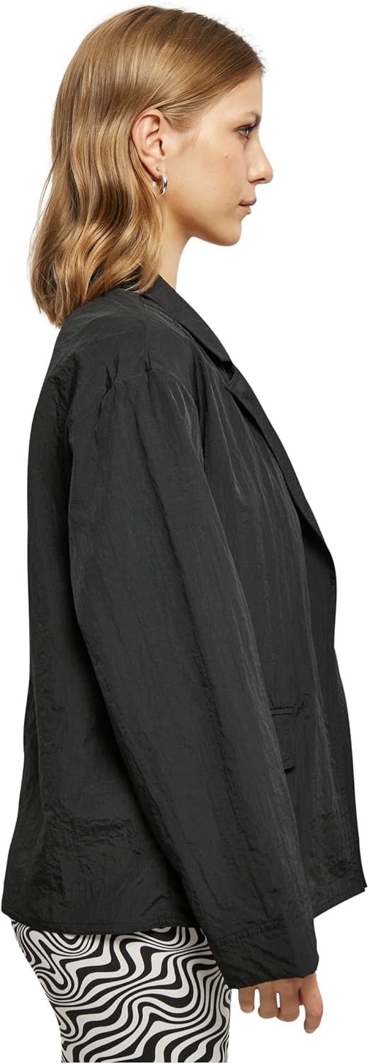 Urban Classics Damen Ladies Oversized Crinkle Nylon Blazer S Schwarz, S Schwarz