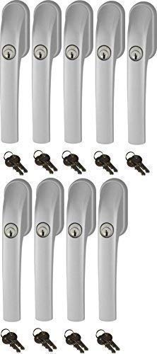 Abus FG300 abschliessbarer Fenstergriff, Silber, im Set 9 Stück alle gleichschliessend mit insgesamt