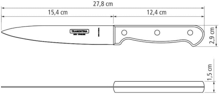 Tramontina Fleischmesser, 15 cm, Edelstahl, Holzgriff, spülmaschinenfest, 29810/268, Braun, Fleischm