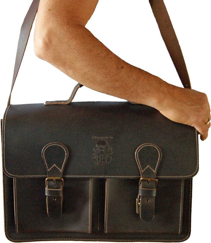 Freiherr von Maltzahn Grosse Aktentasche DA VINCI aus BIO-Leder, Made in Germany, inkl. Lederpflege