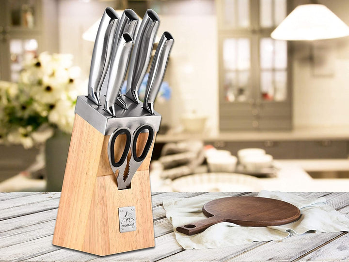 SVENSBJERG Messerblock mit Messerset bestückt, 5 Profi-Küchenmesser, modernes skandinavisches Design