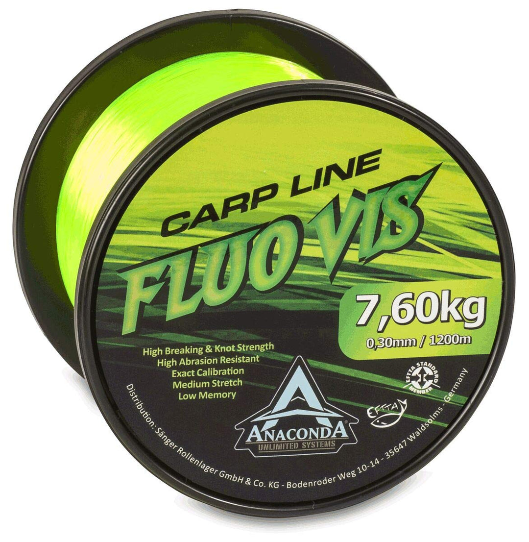 Anaconda Unisex Jugend Fluovis Green Carp Line 1.200m/ 0,30mm