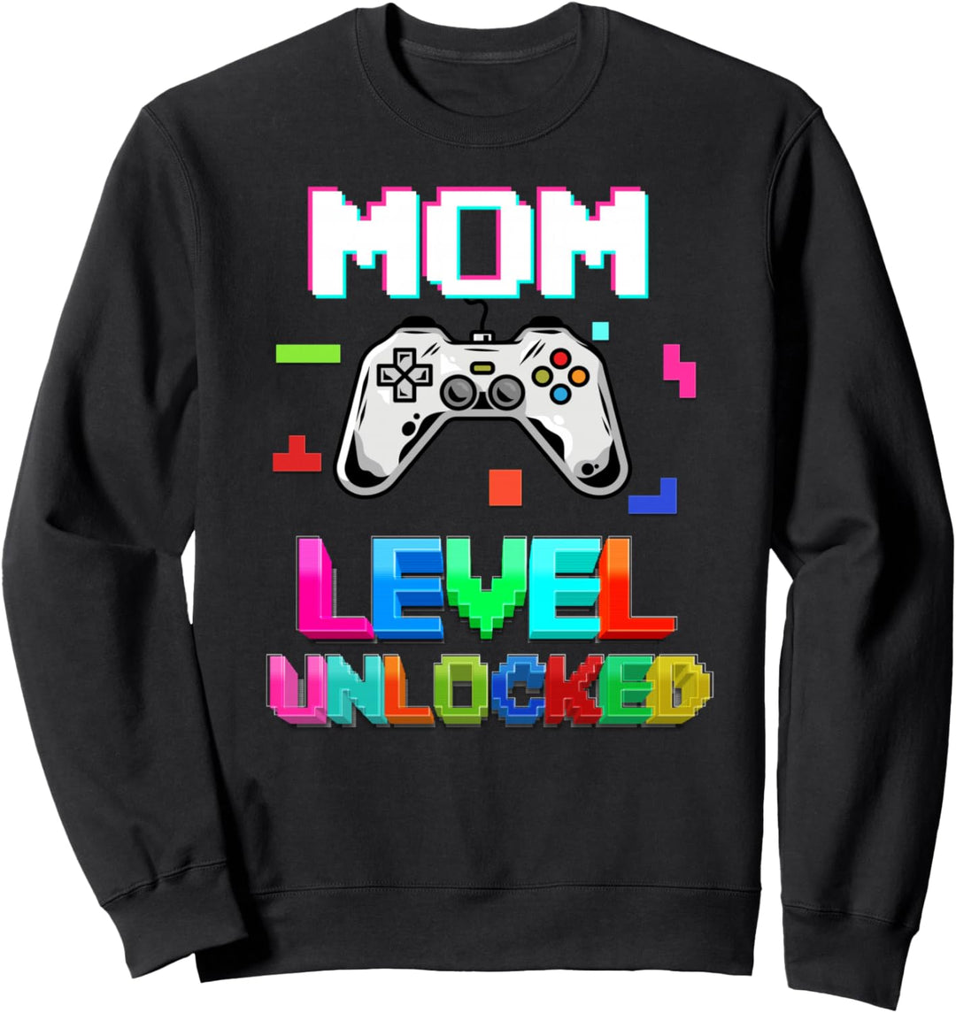 Mom Pregnancy Announcement Cute Funny Mom Level Unlocked Sweatshirt