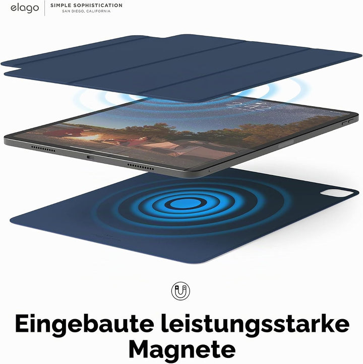 elago Magnetisches Folio Hülle Kompatibel mit iPad Pro 12.9" 6., 5., 4. Gen - Rückwand kann an Metal