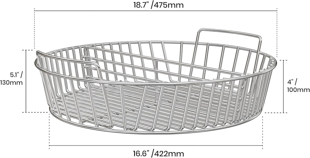 onlyfire Holzkohlenaschenkorb aus Edelstahl für 57cm Holzkohlegrill,Kohlekorb für 57cm Weber Kugelgr