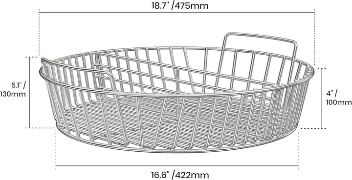 onlyfire Holzkohlenaschenkorb aus Edelstahl für 57cm Holzkohlegrill,Kohlekorb für 57cm Weber Kugelgr