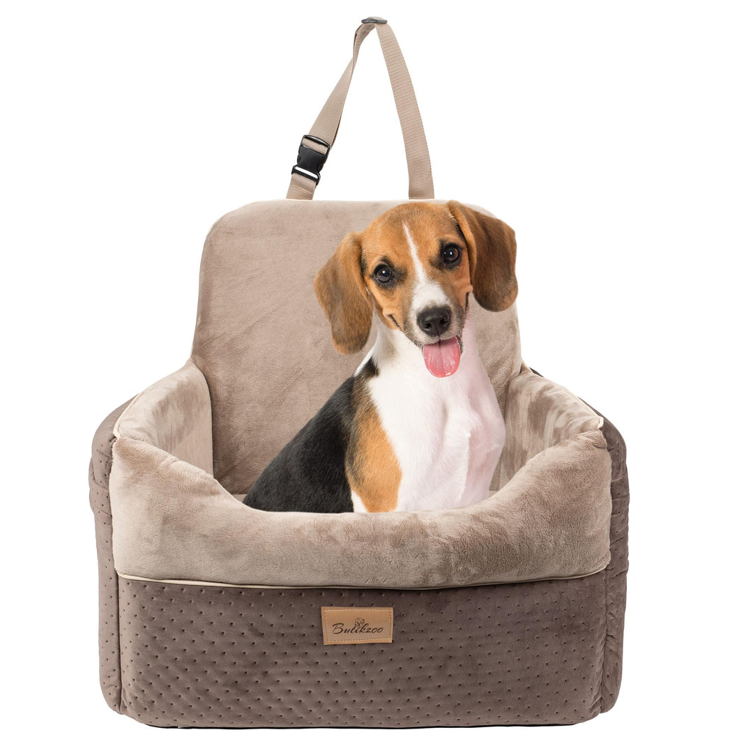Luxus Hundeautositz – Bequemer Reisesitz für mittelgrosse Hunde, Hohe Sitzposition mit Sicherungsgur