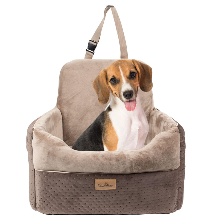 Luxus Hundeautositz – Bequemer Reisesitz für mittelgrosse Hunde, Hohe Sitzposition mit Sicherungsgur