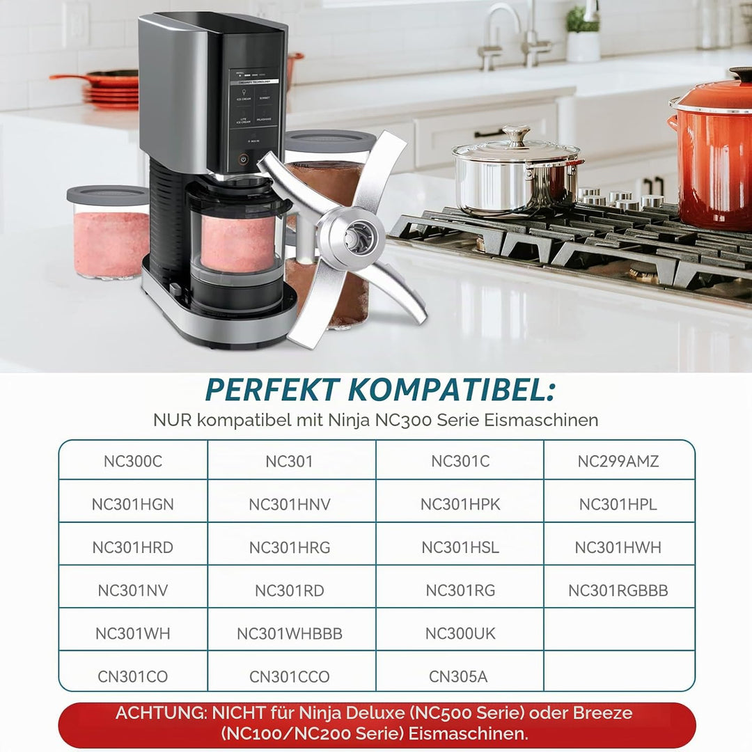 GreeSuit Ersatz-Paddelklinge Kompatibel mit Ninja Creami NC300 Serie Eismaschinen, Edelstahl Mixchkl