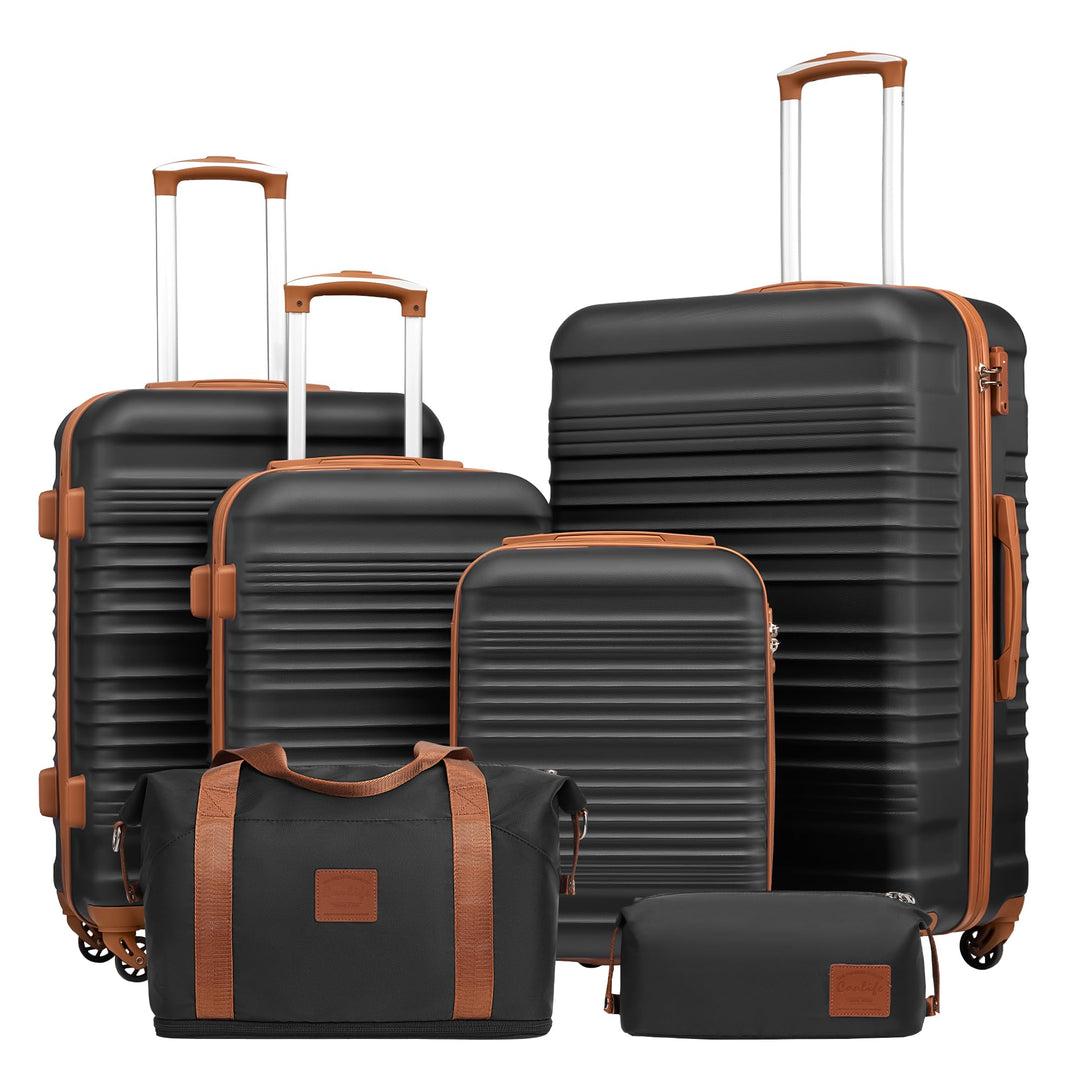 COOLIFE Koffer-Set Trolley Koffer ABS Hartschale Reisekoffer 4 Rollen TSA-Schloss einziehbarer Troll