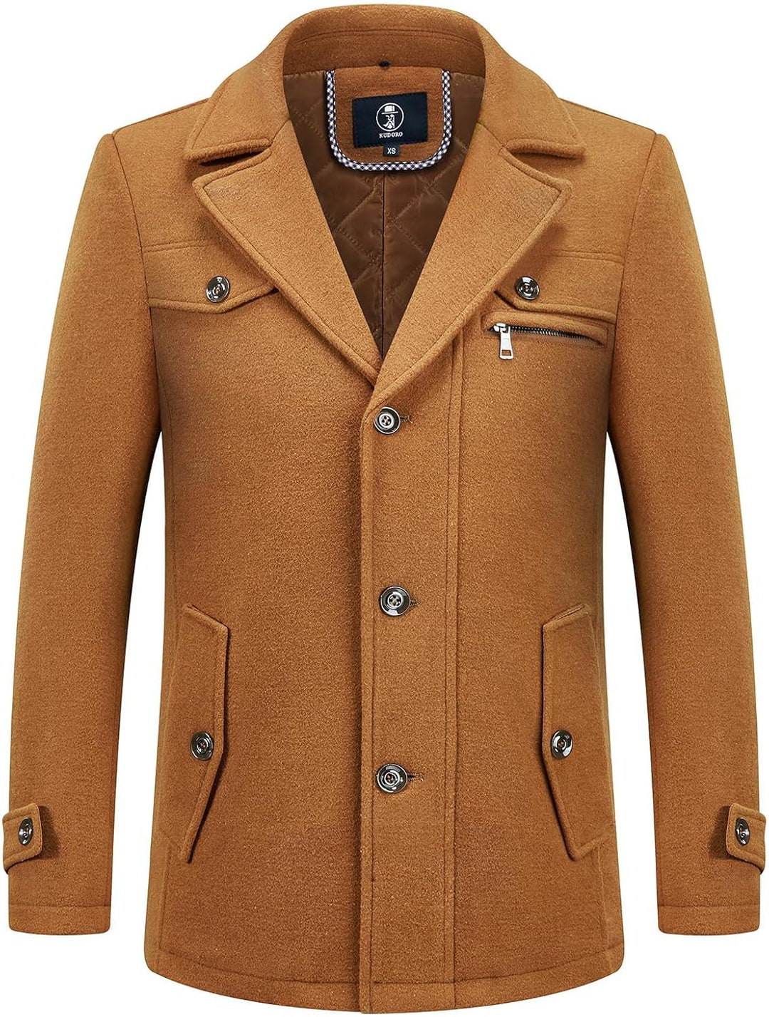 KUDORO Herren Wintermantel Wolle Kurzmantel Herren Wollmantel Mittellang Slim Fit für Business Freiz