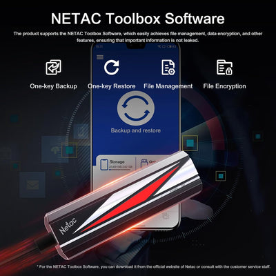 Netac Portable SSD 512GB Externe Solid State Drive 512GB bis zu 2000MB/s USB 3.2 Gen2X2 NVMe SSD Ext