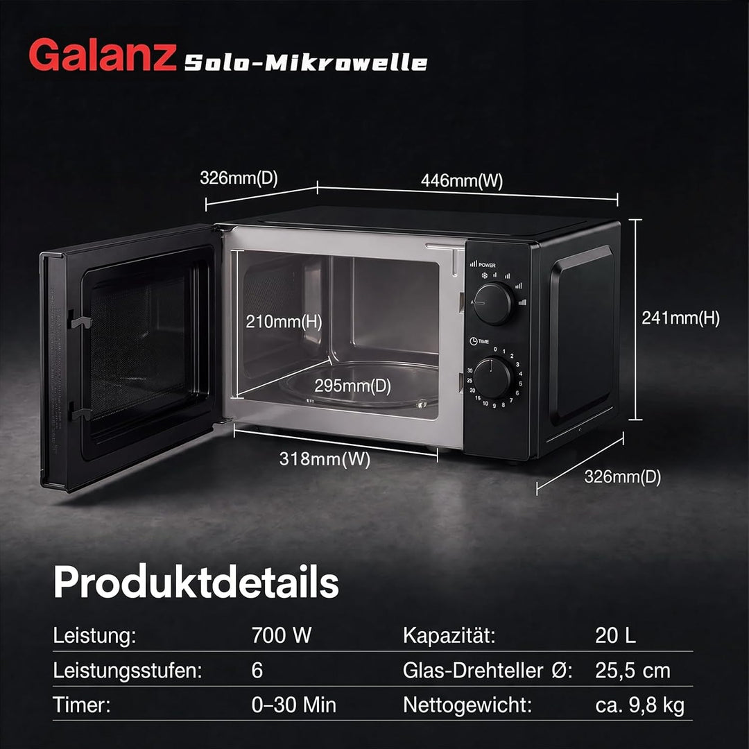 Galanz Retro Mikrowelle 0,7L Studenten - Kompakte 700W Mikrowelle Spar 8–12€/Monat fur Studentenwohn