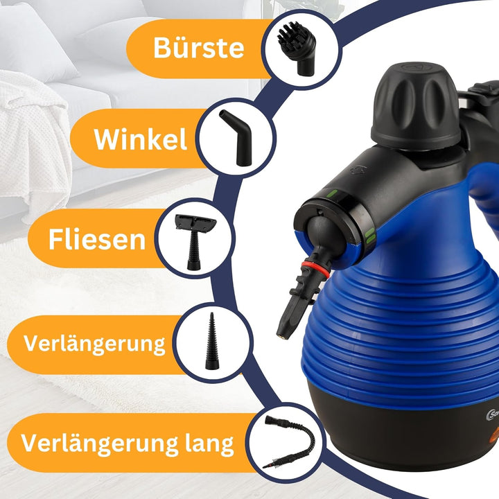 Sommertal Dampfreiniger Handgerät SC350 – Kompakter Hand-Dampfreiniger für alles – Polstermöbel, Fli